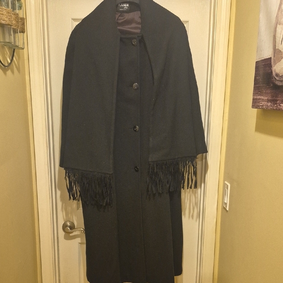 Karen Jackets & Blazers - Karen Black Fringe Scarf Coat